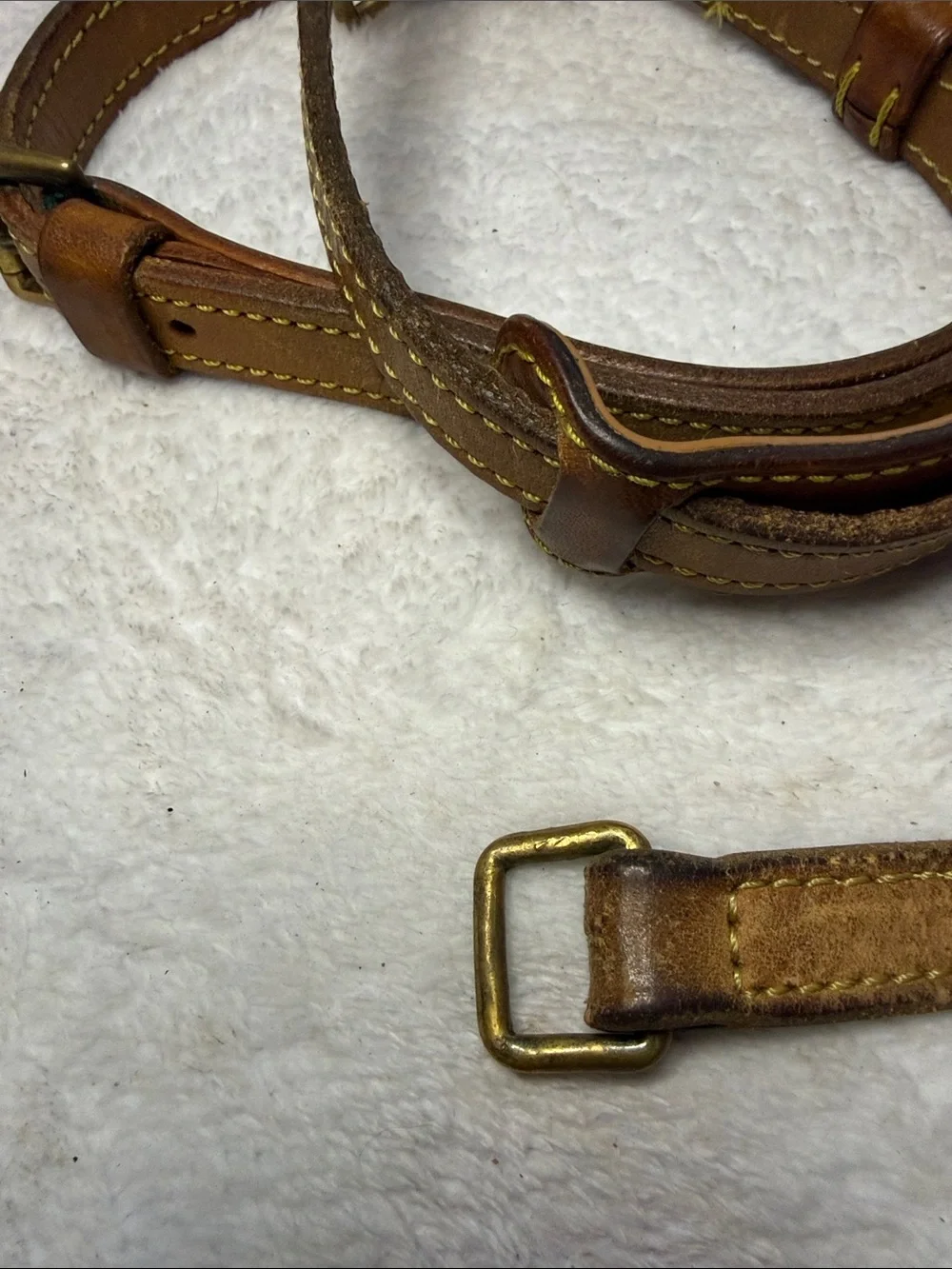 Authentic Louis Vuitton Shoulder Strap for Bags/Accessories Beige Leather Gold